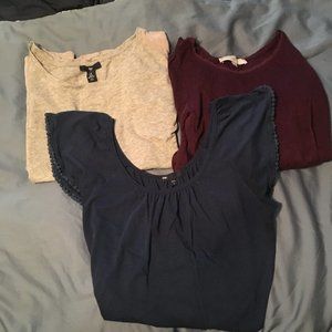 LOT 3 GAP LOFT Navy Gray Purple Tops Blouses Shirts